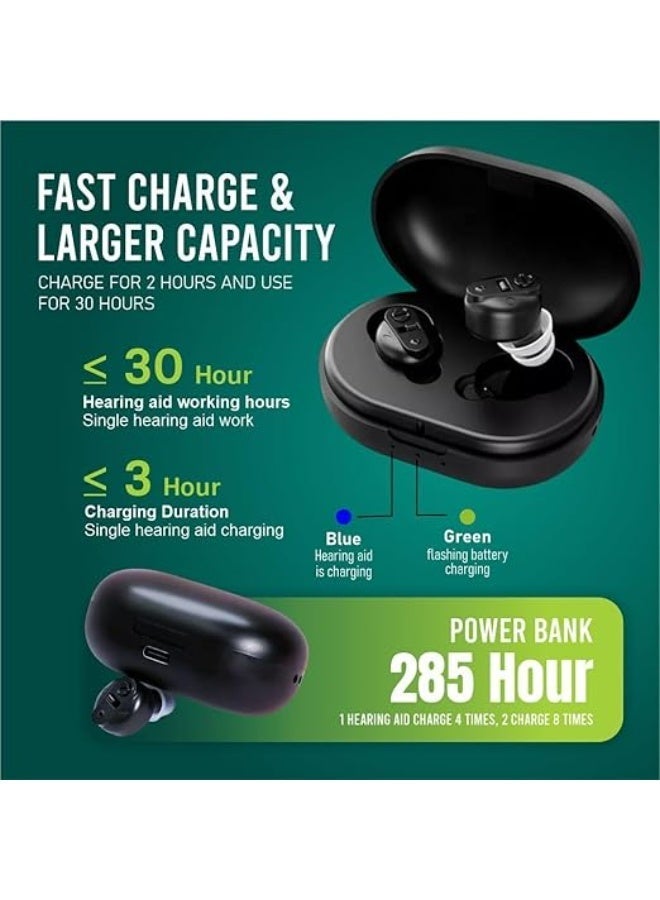 Upgraded digital wireless rechargeable mini CIC hearing aid, suitable for the elderly and seniors, simple and easy to use, black. - Image 5